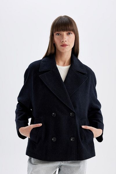 DeFacto Double Breasted Lapel Relax Fit Cashew Coat with Buttons and Pockets D3997Ax24Wn