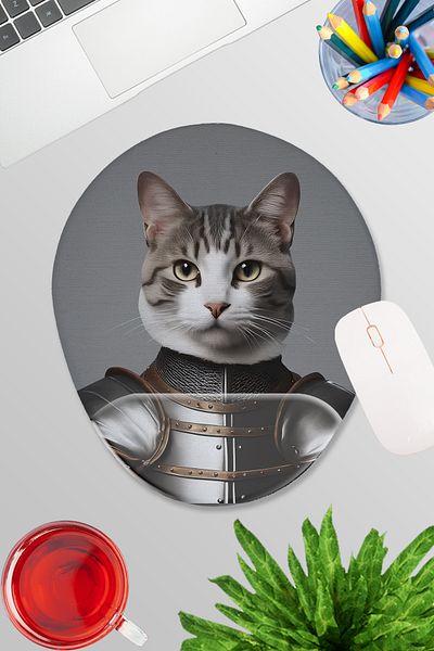 qoeuyl boutique Γάτες με μεσαιωνικά κοστούμια No:6 Gamer Gaming Οβάλ ποντίκι με υποστήριξη καρπού