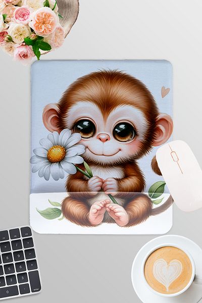qoeuyl boutique Cute Animals No:1 Printed Gamer Gaming Ορθογώνιο ποντίκι με υποστήριξη καρπού