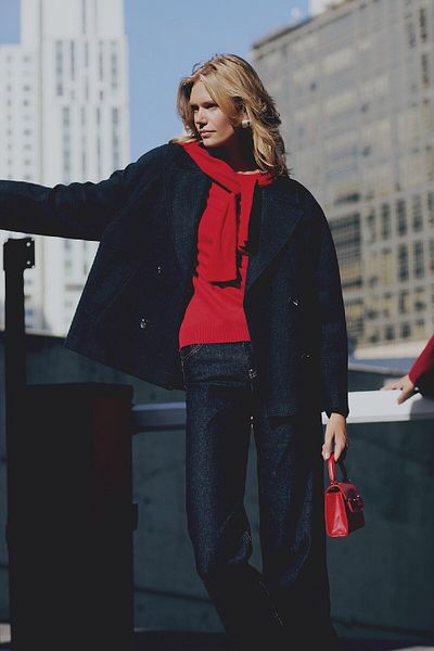 DeFacto Double Breasted Lapel Relax Fit Cashew Coat with Buttons and Pockets D3997Ax24Wn