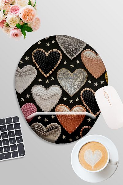 qoeuyl boutique Retro Heart No:2 Printed Gamer Gaming Oval Wrist Support Mousepad
