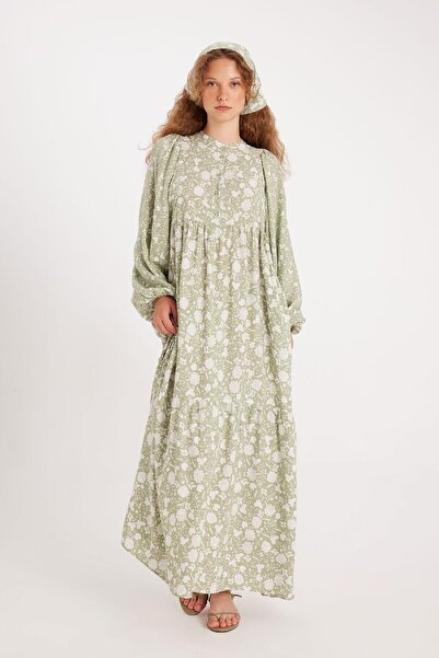 DeFacto Manuka x DeFacto - Šaty s dlouhým rukávem s potištěným límečkem D4375AX24HS