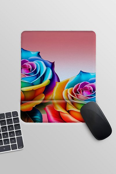 qoeuyl boutique Pop Art Flower Printed Gamer Gaming Rectangular Mousepad with Wrist Support