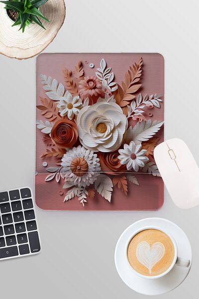 qoeuyl boutique Mousepad dreptunghiular pentru gaming pentru gamer, imprimat cu tematică cu flori naturale, cu suport pentru încheietura mâinii