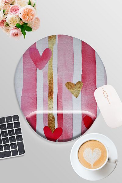 qoeuyl boutique Retro Heart No:3 Printed Gamer Gaming Oval Wrist Support Mousepad