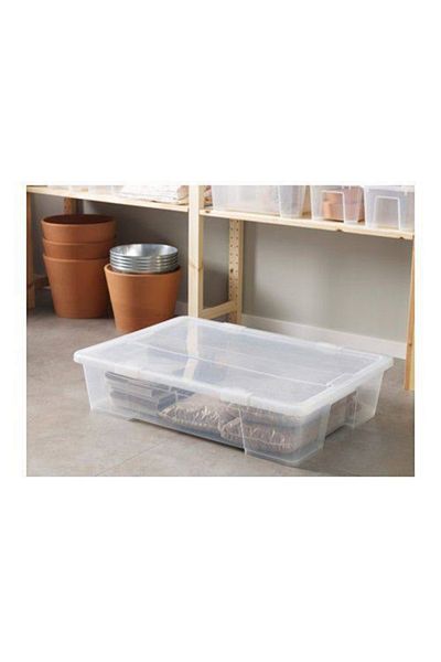 IKEA SAMLA Box with Lid, Transparent, 79x57x18 cm, 55L – Durable Storage Solution