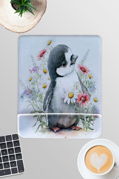 qoeuyl boutique Cute Penguin Printed No:2 Gamer Gaming Ορθογώνιο ποντίκι με υποστήριξη καρπού
