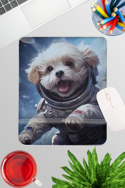 qoeuyl boutique Cute Astronaut Dogs No:1 Gamer Gaming Ορθογώνιο ποντίκι με υποστήριξη καρπού