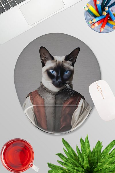 qoeuyl boutique Medieval Costume Cats No:4 Gamer Gaming Oval Wrist Support Mousepad