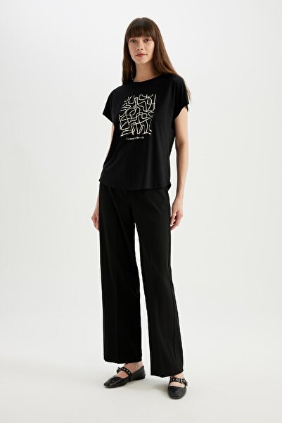 DeFacto Tričko Regular Fit s potiskem od Crew Neck D4655AX24HS