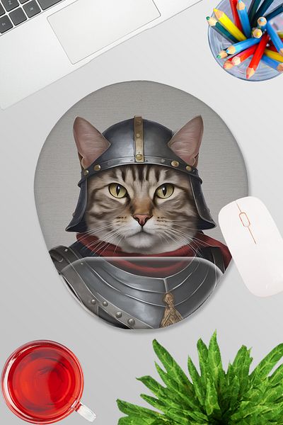 qoeuyl boutique Γάτες με μεσαιωνικά κοστούμια No:9 Gamer Gaming Οβάλ ποντίκι με υποστήριξη καρπού