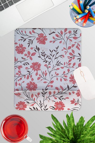 qoeuyl boutique Cute Flowers No:1 Εκτυπωμένο Gamer Gaming Ορθογώνιο ποντίκι με υποστήριξη καρπού