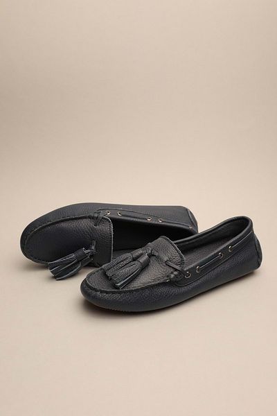 Gondol Women's Genuine Leather Classic Loafer Navy Blue 37 Ttx.70132