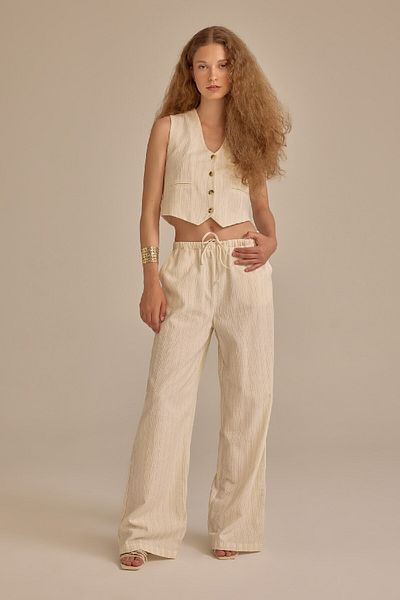 DeFacto Regular Fit V-Neck Linen Blended Blazer Vest D3474Ax24Hs