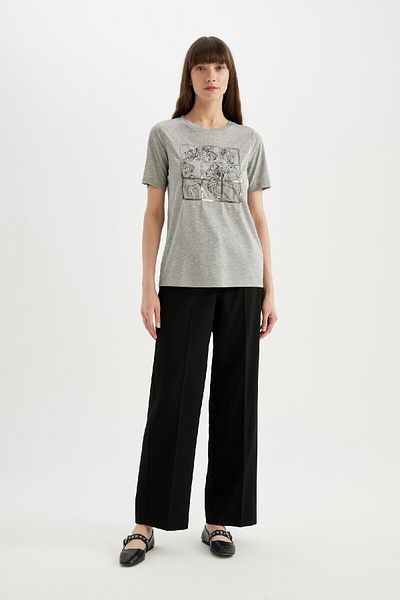 DeFacto Crew Neck Printed Regular Fit Short Sleeve T-Shirt D4651AX24HS