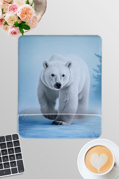 qoeuyl boutique Polar Bear Winter Themed Gamer Gaming Rectangular Wrist Supported Mousepad