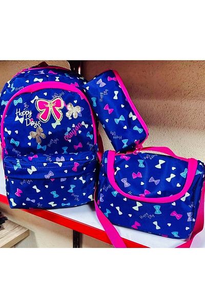 Probag Set de 3 genți de școală pentru copii de culoare bleumarin, rucsac și cutie termică pentru prânz și suport pentru stilou