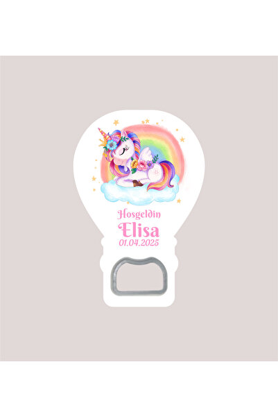 WMTasarim Unicorn ve Gökkuşağı Temalı Balon Açacak Magnet (Jelatin Paket Hedi...