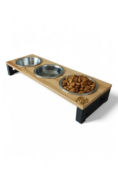 Okay Elevated Cat Bowls with 3Stainless Steel Bowl for Small Cats and Puppies 10 °   Inclined