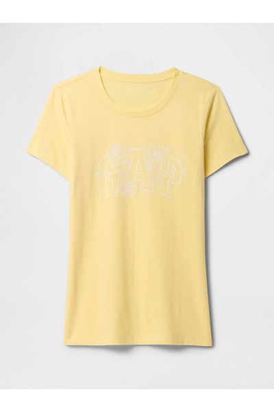 GAP Tricou galben cu logo Gap pentru femei