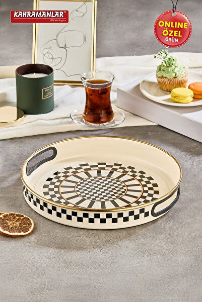 Kahramanlar Prime Cream Emaye Servis Tepsi 28 CM