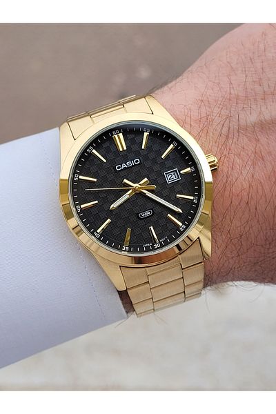 Casio Brand Golden Yellow Steel Cord Calendar Wristwatch