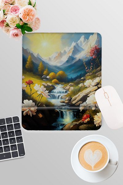 qoeuyl boutique Nature Themed Landscape Printed Gamer Gaming Rectangular Mousepad with Wrist Support