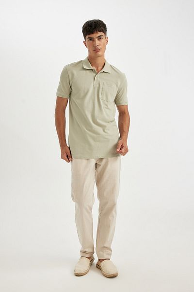 DeFacto Neues, normales, kurzärmliges Pike-Basic-Polo-T-Shirt D4610ax24sm