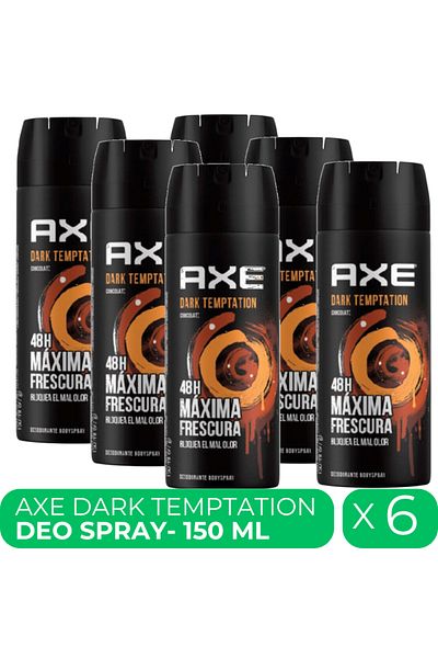 Axe Dark Temptation, deodorant spray for men, 6 pcs x 150 ml