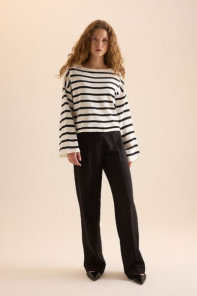 DeFacto Relax Fit Boat Neck Striped Knitwear Sweater D5227Axns