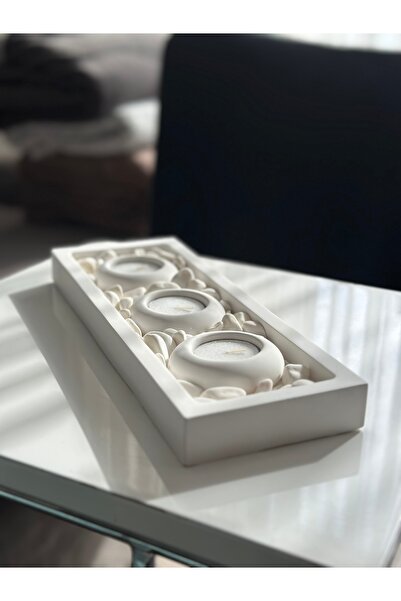Edosco Mums Tabaklı Beton Mumluk Taş Dekorasyon Tealight Mumluk (MUMLAR VE TAŞ DAHİLDİR)