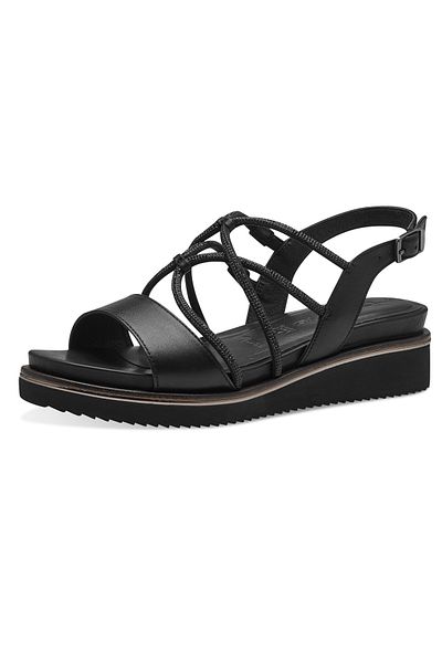 Tamaris Damen Komfort Sandalen 1-28257-42 Schwarz 001 Black Leder Mit Touch-it