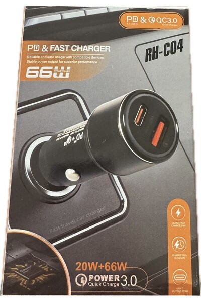 Point Araç İçi Çakmaklık Şarj Cihazı USB ve TYP-C Çıkışlı 100w Hızlı Şarj