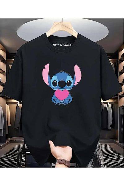 New Shine 1 тениска е подарък при покупка на 6 или повече в количката - Тениска с щампа Stitch Oversize