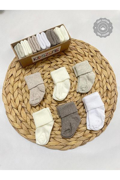kidszone 100% Cotton 6-Piece Boxed Various Colors Unisex Newborn Baby Socks