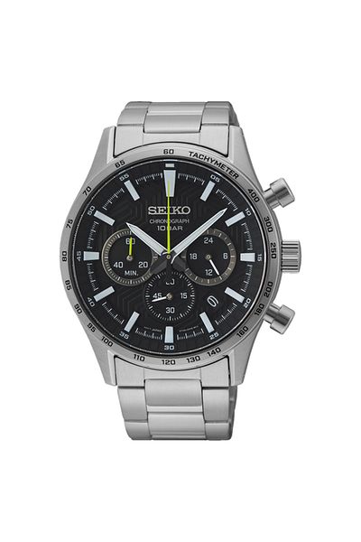 Seiko Ssb413P Quartz Steel Gray Black Dial Sapphire Glass 43 mm Men's Wristwatch