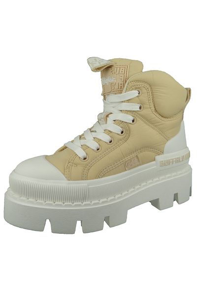 Buffalo Damen Mid Sneaker Raven Mid 1630797   Cremefarbenes Polyester, perfekte Passform und Memory-Schaum