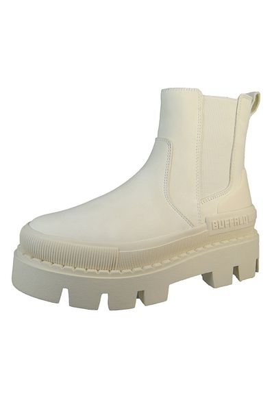 Buffalo Damen Elegante Stiefelette Raven Chelsea 1622222 Beige Offwhite Kunstleder