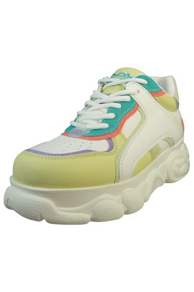Buffalo Damen Low Sneaker CLD Echo Low Top 1636384 Mehrfarbig  Yellow/Lime/Petrol Kunstleder
