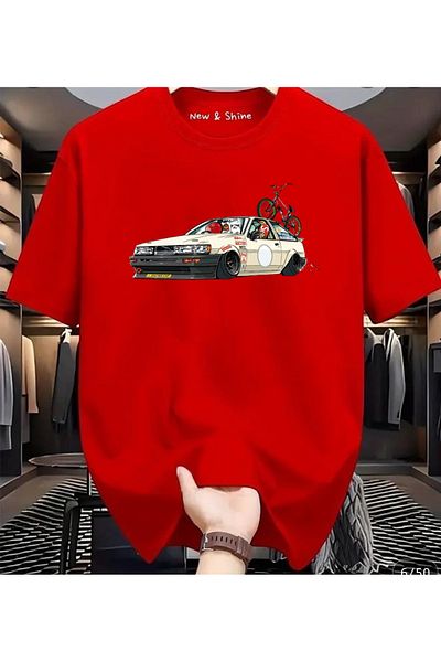 New Shine 1 T-Shirt Is a Gift for Purchases of 6 or More in the Cart - Retro Car Printed Oversize T-Shirt