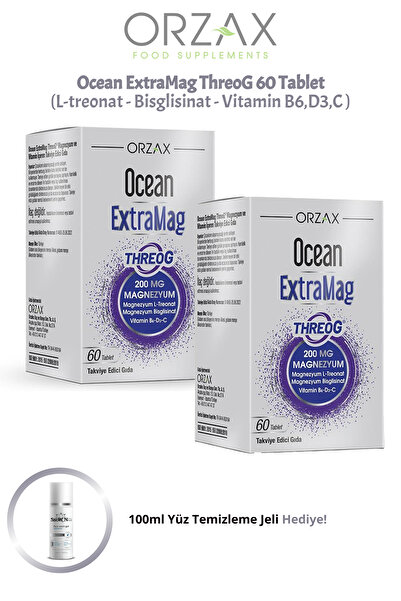 Ocean ExtraMag ThreoG (L-Treonat - Bisglisinat) Magnezyum Complex 60 Tablet 2 ADET + 100ml Jel