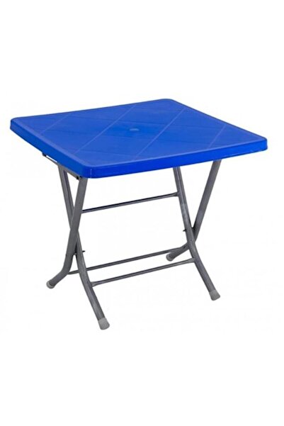 nar sokağı 80x80 Metal Ayaklı Katlanabilir Bahçe Balkon Masası Mavi