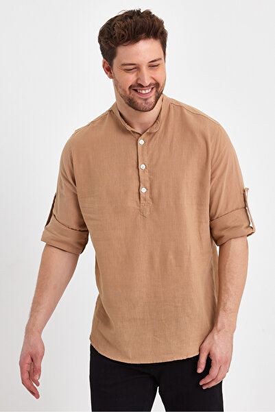 Weyeze Πουκάμισο Judge Collar Βαμβακερό μισό πουκάμισο AE-Y13009LNS