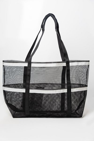 My Party Store حقيبة شاطئ كبيرة الحجم مقاس 55 × 40 سم 6 جيوب مقاومة للماء والرمل 1 حقيبة شبكية