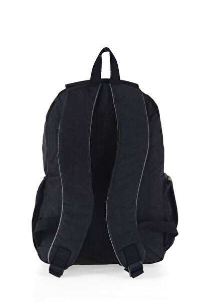 Bliss Black Unisex Daily & School Waterproof Crinkle Fabric Backpack