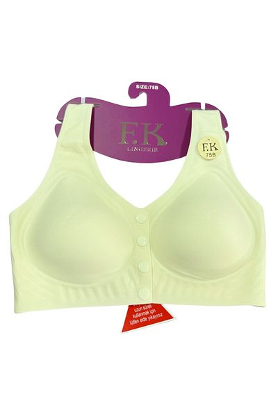 F.K Laser Cut Unwired Sponge Removable Front Button Bra 1249