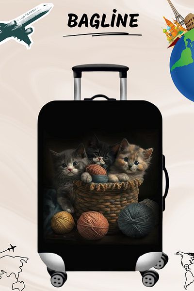 Bagline Lycra Flexible Fabric Cat Basket Printed Durable Suitcase and Luggage Cover