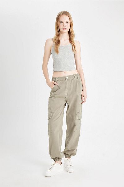 DeFacto Cool Jogger Pants Gabardine Fabric Normal Waist Basic Straight Cargo Pocket B0454Ax24Au