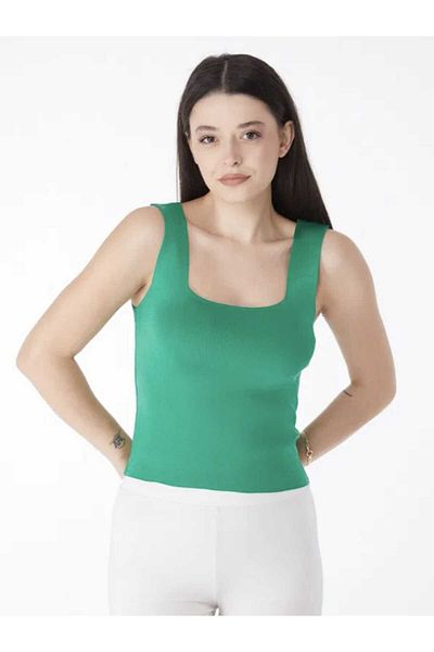 Mrs.idea Women's Square Neck Thick Strap Slim Knitwear Undershirt