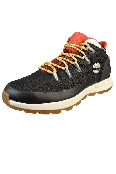 Timberland Herren Sportliche Halbschuhe Sprint Trekker WP Mid Boot TB0A61QG015 Schwarz Black Mesh with Red Tex